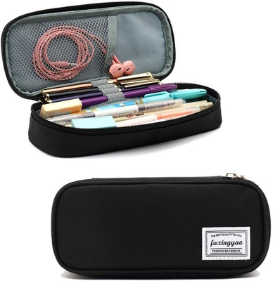FUXINGYAO Casque à crayons, sac à crayons multi-slots, sac à crayons portable, boîtier à crayons pour bureau (noir)