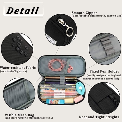 FUXINGYAO Casque à crayons, sac à crayons multi-slots, sac à crayons portable, boîtier à crayons pour bureau (noir)
