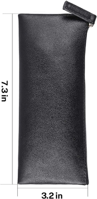 MROCO Casse crayon Sac crayon noir Sac de crayon en cuir PU Casse crayon petit sac fermeture à glissière pour crayons, stylos, marqueurs, Makeu