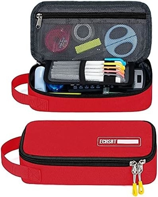 ECHSRT Grand boîtier à crayon, sac à stylo esthétique avec grande capacité, sac de papeterie portable minimaliste avec poignée pour