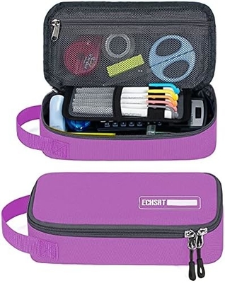 ECHSRT Grand boîtier à crayon, sac à stylo esthétique avec grande capacité, sac de papeterie portable minimaliste avec poignée pour