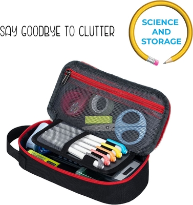 ECHSRT Grand boîtier à crayon, sac à stylo esthétique avec grande capacité, sac de papeterie portable minimaliste avec poignée pour