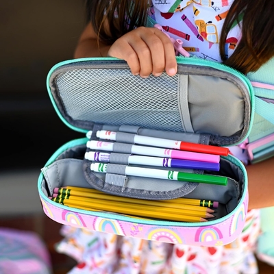 Mabasies Enfants Casque crayon pour filles et garçons Soft Rainbow Pen Box Pouch (Rainbow 1)