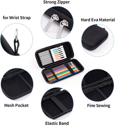 Idream365 boîte à crayons dure améliorée pour adultes, boîte à crayons durable avec fermeture à glissière noire