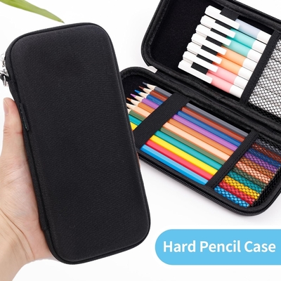 Idream365 boîte à crayons dure améliorée pour adultes, boîte à crayons durable avec fermeture à glissière noire