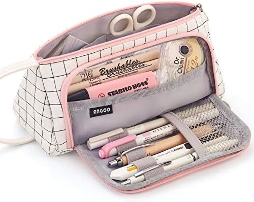 EASTHILL Casse à crayon de grande capacité Casse à stylo de poche Sac à stylo Sac de papeterie simple Organiseur de bureau de collège scolaire pour adolescentes