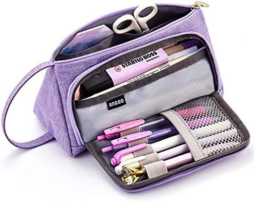 EASTHILL Casse à crayon de grande capacité Casse à stylo de poche Sac à stylo Sac de papeterie simple Organiseur de bureau de collège scolaire pour adolescentes