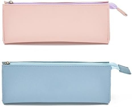 ISuperb 4 pcs Petit porte-crayons en cuir en PU Sac crayon en cuir étanche Organisateur sac de rangement Cosmétique sac fermeture à glissière pour femmes