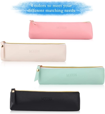ISuperb 4 pcs Petit porte-crayons en cuir en PU Sac crayon en cuir étanche Organisateur sac de rangement Cosmétique sac fermeture à glissière pour femmes