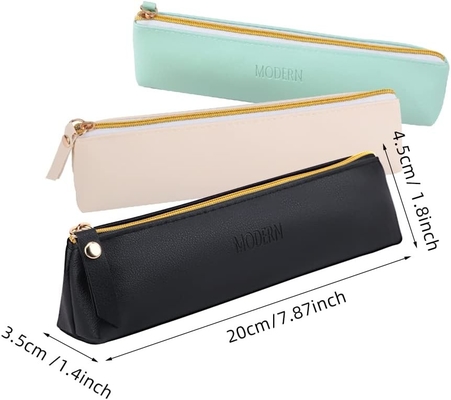 ISuperb 4 pcs Petit porte-crayons en cuir en PU Sac crayon en cuir étanche Organisateur sac de rangement Cosmétique sac fermeture à glissière pour femmes