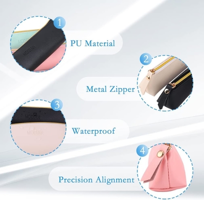 ISuperb 4 pcs Petit porte-crayons en cuir en PU Sac crayon en cuir étanche Organisateur sac de rangement Cosmétique sac fermeture à glissière pour femmes