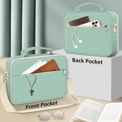FINPAC Couverture de la Bible avec épaule, porte-livres, sac de l'église, Bible protectrice avec stylo, fentes et fermeture à glissière
