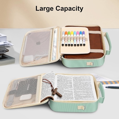 FINPAC Couverture de la Bible avec épaule, porte-livres, sac de l'église, Bible protectrice avec stylo, fentes et fermeture à glissière