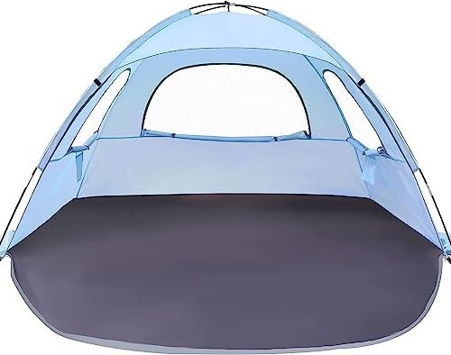 Tente de plage WhiteFang Anti-UV Abri solaire portable pour 3/4/6 personnes, plancher extensible avec 3 treillis de ventilation