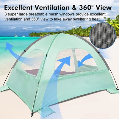 Tente de plage WhiteFang Anti-UV Abri solaire portable pour 3/4/6 personnes, plancher extensible avec 3 treillis de ventilation