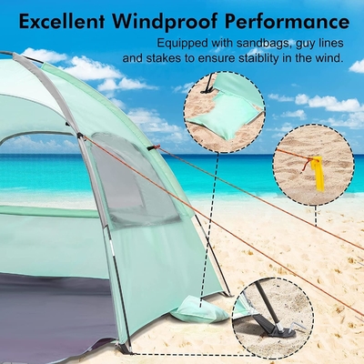 Tente de plage WhiteFang Anti-UV Abri solaire portable pour 3/4/6 personnes, plancher extensible avec 3 treillis de ventilation