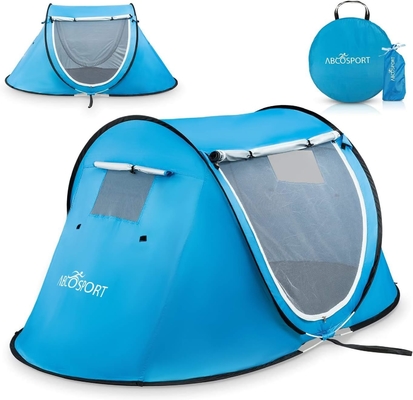 Abco Pop Up Tent pour 2 personnes - Cabane portable à 2 portes, résistante à l'eau et à la protection UV, sac de transport - bleu ciel