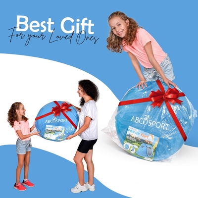 Abco Pop Up Tent pour 2 personnes - Cabane portable à 2 portes, résistante à l'eau et à la protection UV, sac de transport - bleu ciel