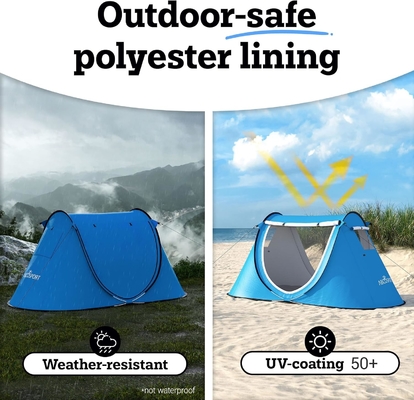 Abco Pop Up Tent pour 2 personnes - Cabane portable à 2 portes, résistante à l'eau et à la protection UV, sac de transport - bleu ciel