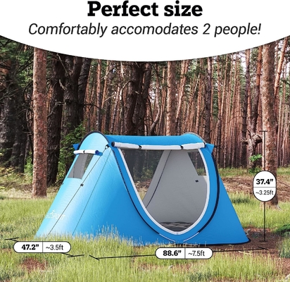 Abco Pop Up Tent pour 2 personnes - Cabane portable à 2 portes, résistante à l'eau et à la protection UV, sac de transport - bleu ciel