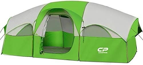 CAMPROS CP Tente pour 8 personnes Tentes de camping Tente familiale résistante aux intempéries Tente familiale 5 Grandes fenêtres en treillis, à double couche, divisées