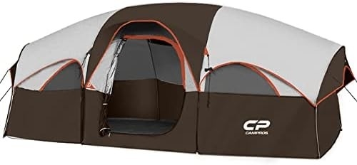 CAMPROS CP Tente pour 8 personnes Tentes de camping Tente familiale résistante aux intempéries Tente familiale 5 Grandes fenêtres en treillis, à double couche, divisées