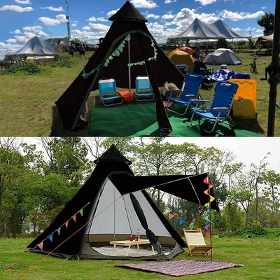 12'x10'x8'Tente de camping à dôme 5-6 personnes 4 saisons Tentes à double couche imperméables à l'eau et aux UV résistantes au vent Famille Camping en plein air
