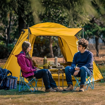 Tente de camping pour 2/4 personnes à l'extérieur imperméable à l'eau Famille grandes tentes 2/4 personnes Tente facile à installer avec porche double couche