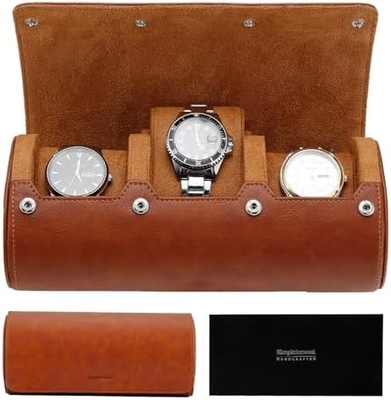 Sacoche de voyage, rouleau de montre pour 3 montres, faux cuir haut de gamme, emballage cadeau