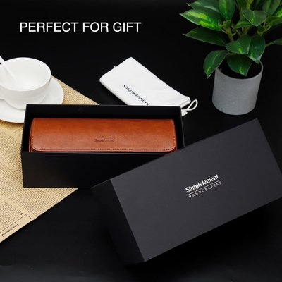Sacoche de voyage, rouleau de montre pour 3 montres, faux cuir haut de gamme, emballage cadeau