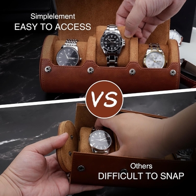 Sacoche de voyage, rouleau de montre pour 3 montres, faux cuir haut de gamme, emballage cadeau