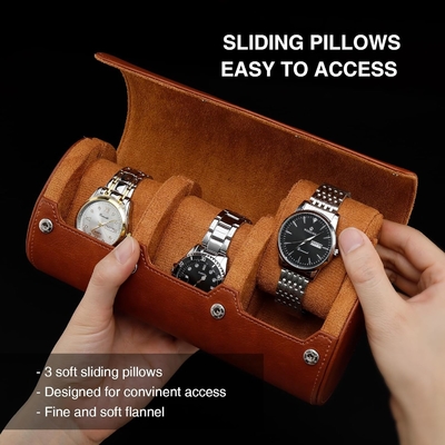Sacoche de voyage, rouleau de montre pour 3 montres, faux cuir haut de gamme, emballage cadeau