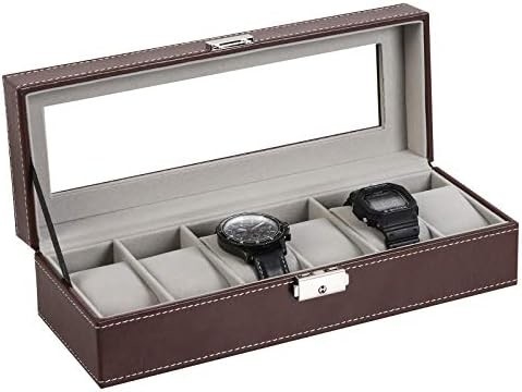 NEX 6 Slots Boîte de montres organisateur pour hommes, porte-montres noire Stand Affichage Cas de stockage