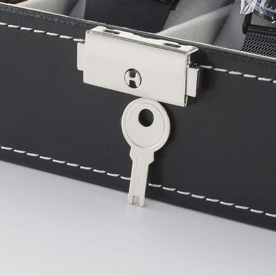 NEX 6 Slots Boîte de montres organisateur pour hommes, porte-montres noire Stand Affichage Cas de stockage
