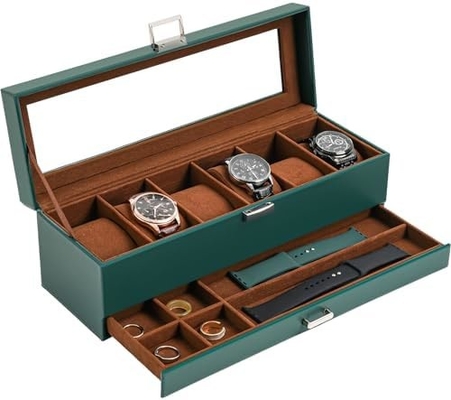 ProCase Watch Box Organisateur pour Hommes, 6 fentes Casse d'affichage de montre avec tiroir, cadeau de la Fête du Père Hommes Horloge Holder Horloge