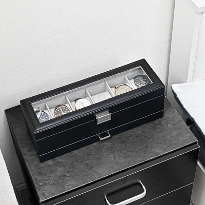 ProCase Watch Box Organisateur pour Hommes, 6 fentes Casse d'affichage de montre avec tiroir, cadeau de la Fête du Père Hommes Horloge Holder Horloge