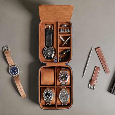 ROTHWELL 5 Montre organisateur de coffret de voyage pour 5 montres Protégé portable robuste avec fermeture à glissière