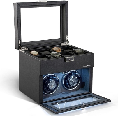 Boîte automatique à montres double avec 8 boîtes de rangement supplémentaires, boîte automatique à montres double avec organiseur de bijoux,