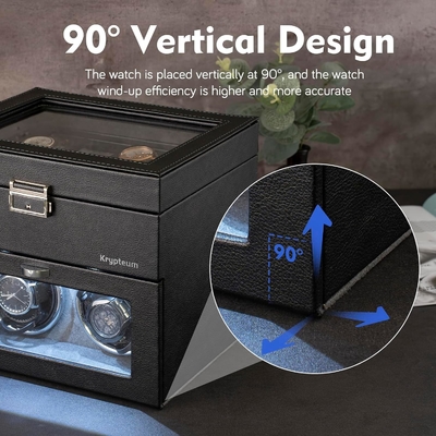 Boîte automatique à montres double avec 8 boîtes de rangement supplémentaires, boîte automatique à montres double avec organiseur de bijoux,