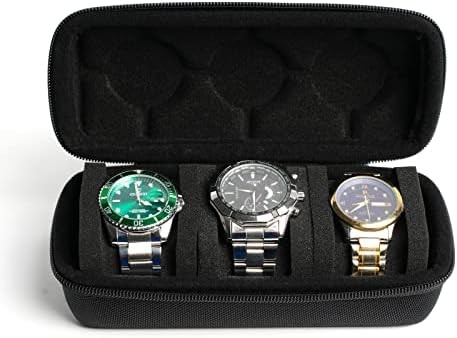 3 rouleau de sac de voyage de montre, boîte de rangement de porte-montres à rouleaux d'affichage avec oreillers en mousse douce qui s'adapte bien à toutes les tailles