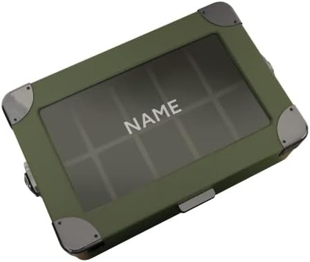 CASE ELEGANCE militaire 10 fentes boîte de montres organisateur de boîte pour hommes, véritable haut en verre, plateau modulaire de valet,