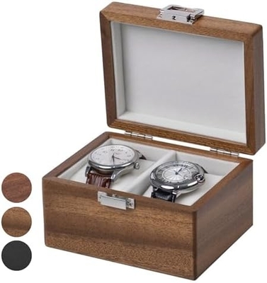 Boîte à montres, boîtier de voyage pour hommes, montres en bois et porte- bijoux organisateur pour femme, protection portable à 2 fentes