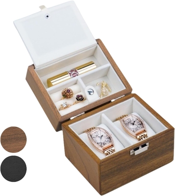 Boîte à montres, boîtier de voyage pour hommes, montres en bois et porte- bijoux organisateur pour femme, protection portable à 2 fentes