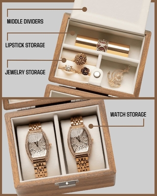 Boîte à montres, boîtier de voyage pour hommes, montres en bois et porte- bijoux organisateur pour femme, protection portable à 2 fentes