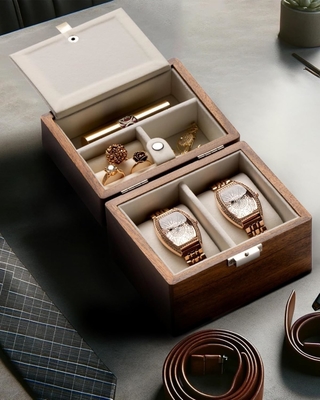 Boîte à montres, boîtier de voyage pour hommes, montres en bois et porte- bijoux organisateur pour femme, protection portable à 2 fentes