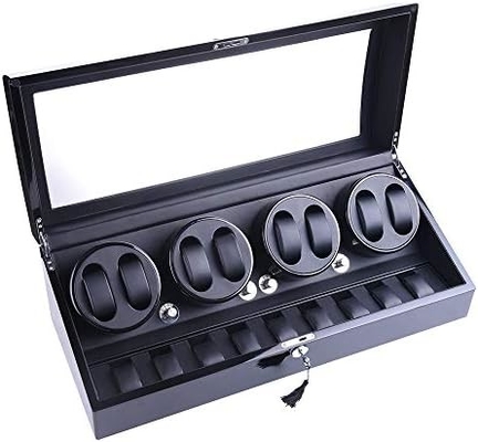 Moniteur à remontage, XTELARY Luxury 4 Moniteur à remontage quadricyclique à moteur pour montres automatiques Coffre-fort et boîte d'affichage en bois 8+9 Stockage