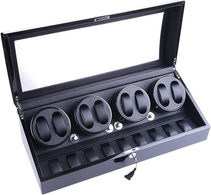 Moniteur à remontage, XTELARY Luxury 4 Moniteur à remontage quadricyclique à moteur pour montres automatiques Coffre-fort et boîte d'affichage en bois 8+9 Stockage