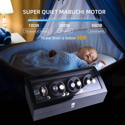 Moniteur à remontage, XTELARY Luxury 4 Moniteur à remontage quadricyclique à moteur pour montres automatiques Coffre-fort et boîte d'affichage en bois 8+9 Stockage