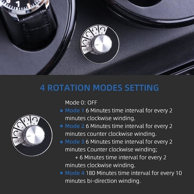 Moniteur à remontage, XTELARY Luxury 4 Moniteur à remontage quadricyclique à moteur pour montres automatiques Coffre-fort et boîte d'affichage en bois 8+9 Stockage