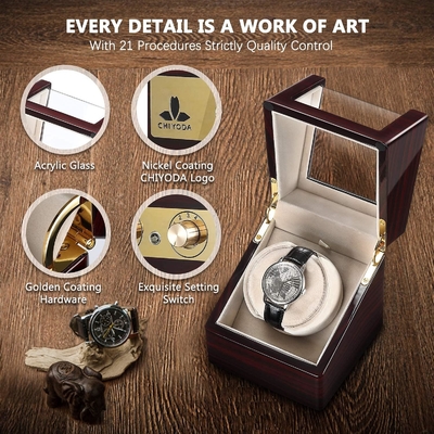 Chiyoda montres à enroulement pour montres automatiques boîte en bois massif avec moteurs Mabuchi